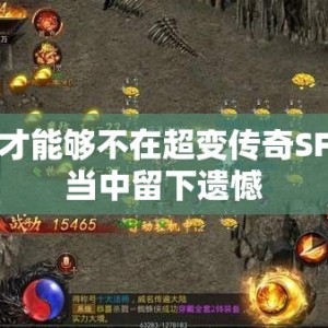 如何才能够不在超变传奇SF游戏当中留下遗憾
