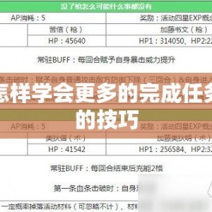 怎样学会更多的完成任务的技巧