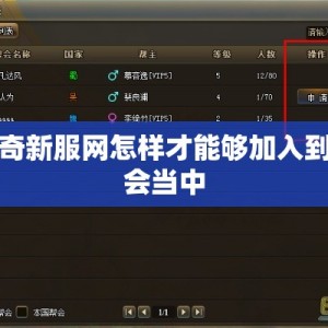 传奇新服网怎样才能够加入到帮会当中
